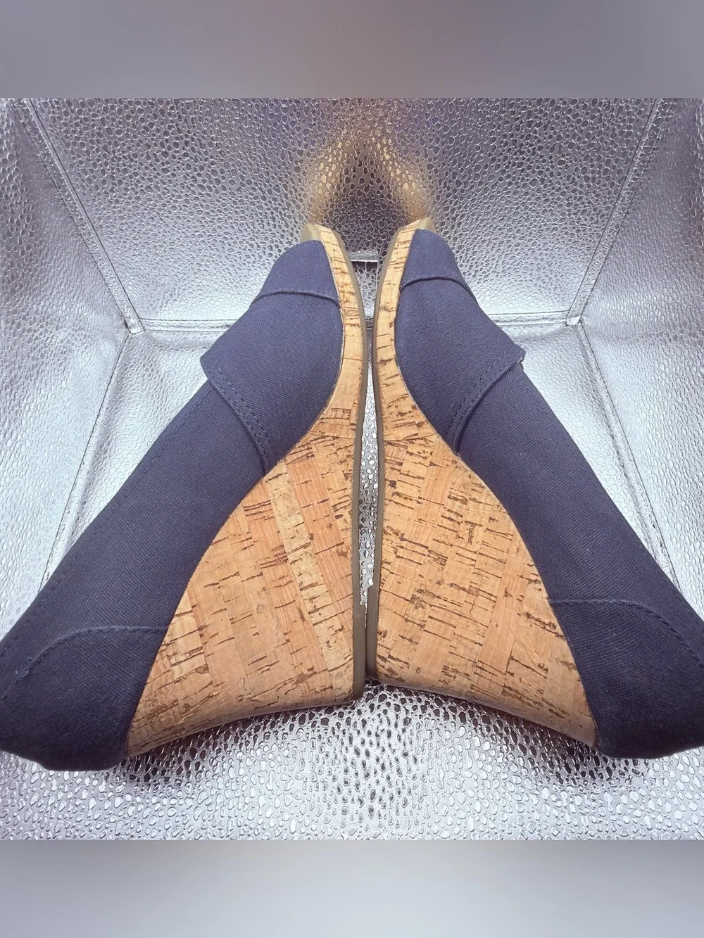 Women’s Navy Peep-Toe Wedge Heels - Casual Summer Style